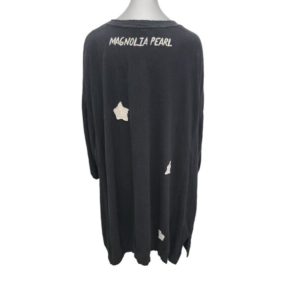 Magnolia Pearl Oversized Shirt Top Black Tunic Moon Stars Applique OS - Picture 6 of 9